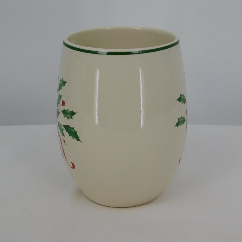 Lenox Holiday 18 oz Cocoa Mug Christmas Holly Motif 4.75" Tall New in Box - Picture 5 of 10